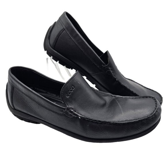 Ecco Driving Shoes Size 43 9 9.5 Black Soft Leather Moccasin Arch Support Loafer main image 6